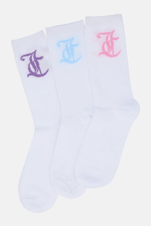 Juicy Couture 3 Pack Lettuce Hem Crew Socks Visebojne | JC-SN652318