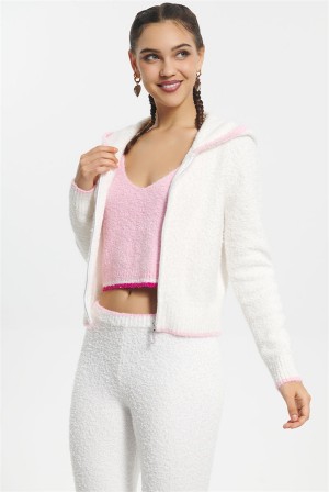 Juicy Couture Boucle Sweater Hoodie Bijele | JC-SN651578