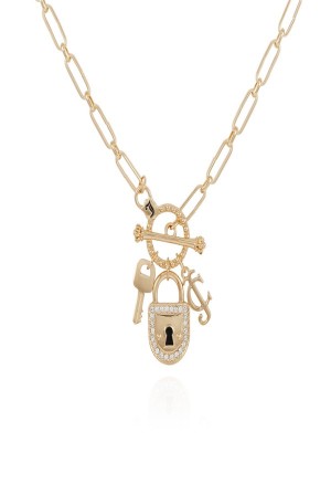 Juicy Couture Charmed Lock Necklace Zlatne | JC-SN651904