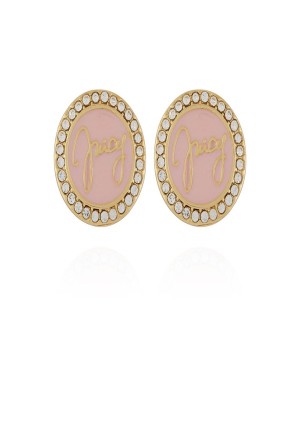 Juicy Couture Circle Rhinestone Stud Earrings Roze | JC-SN651900