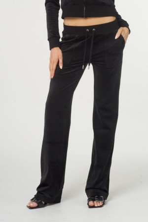 Juicy Couture Classic Velour Del Ray Pocketed Bottoms Crne | JC-SN652132