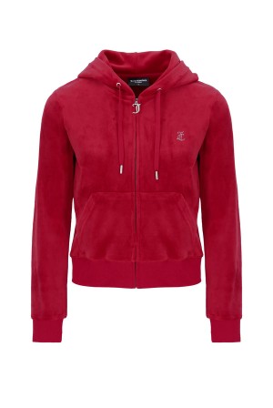 Juicy Couture Classic Velour Diamante Robertson Hoodie Crvene | JC-SN652061