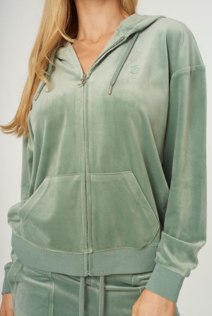 Juicy Couture Classic Velour Oversized Hoodie Zelene | JC-SN651969