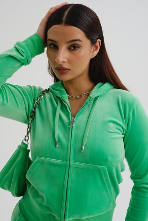 Juicy Couture Classic Velour Robertson Hoodie Zelene | JC-SN652005