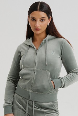 Juicy Couture Classic Velour Robertson Hoodie Zelene | JC-SN652022