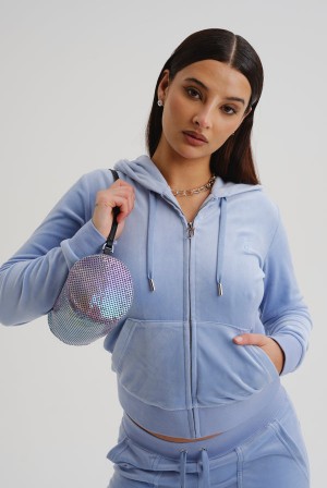 Juicy Couture Classic Velour Robertson Hoodie Plave | JC-SN652031