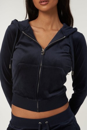 Juicy Couture Classic Velour Robertson Hoodie Plave | JC-SN652135