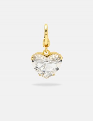 Juicy Couture Clear Crystal Heart & Drop Charm Zlatne | JC-SN652406