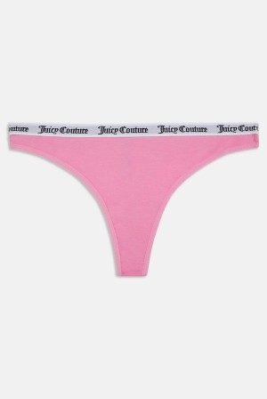 Juicy Couture Cotton Branded Thong Roze | JC-SN652257