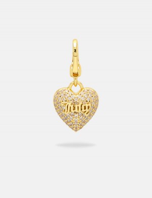 Juicy Couture Crystal Heart Charm Zlatne | JC-SN652389