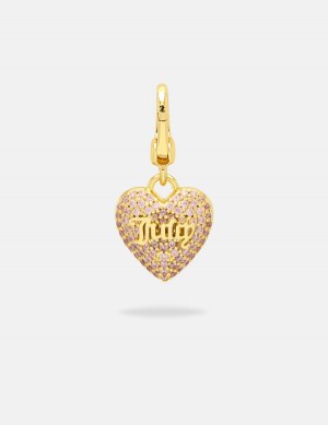 Juicy Couture Crystal Heart Charm Zlatne | JC-SN652408