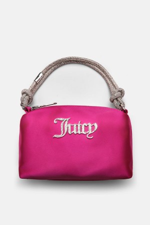 Juicy Couture Diamante Square Silk Satin Handbag Roze | JC-SN652217