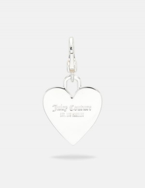 Juicy Couture Heart Disc Charm Srebrne | JC-SN652407