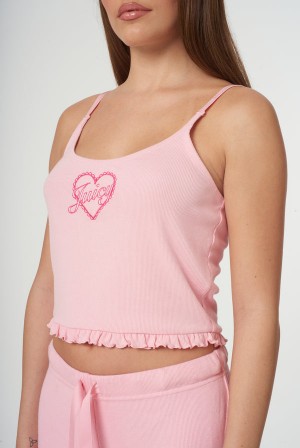 Juicy Couture Heart Frilled Sleep Vest Roze | JC-SN652269