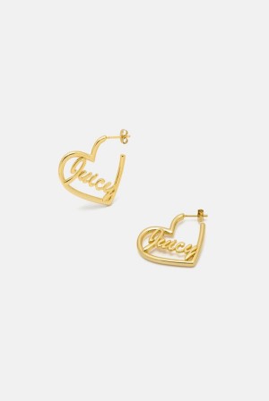 Juicy Couture Heart Shape Earrings Zlatne | JC-SN652378