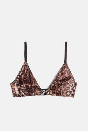 Juicy Couture Leopard Print Satin Charm Triangle Bra Crne | JC-SN652261