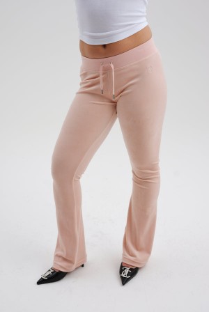 Juicy Couture Low Rise Flare Classic Velour Track Pant Roze | JC-SN652003