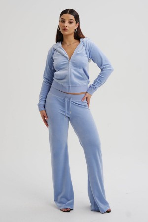 Juicy Couture Low Rise Flare Classic Velour Track Pant Plave | JC-SN652048