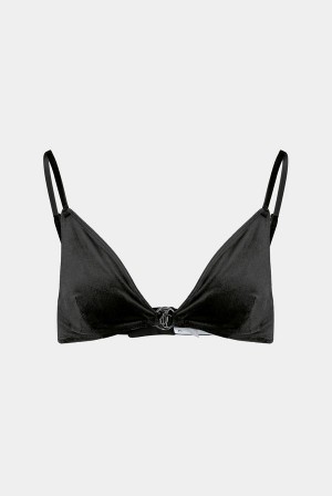 Juicy Couture Metal Charm Velvet Bra Crne | JC-SN652227