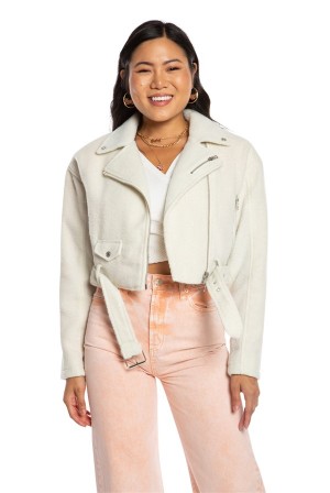 Juicy Couture Mohair Cropped Moto Jacket Bijele | JC-SN651668