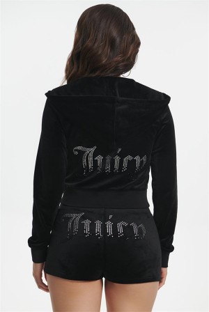 Juicy Couture Ombre Big Bling Velour Hoodie Crne | JC-SN651571