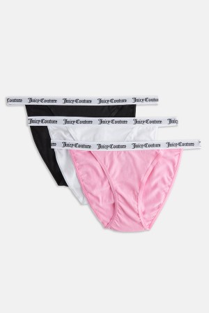 Juicy Couture Pack Of 3 Cotton Branded Waistband Briefs Visebojne | JC-SN652265