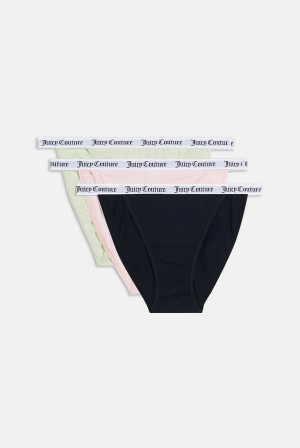 Juicy Couture Pack Of 3 Cotton Branded Waistband Briefs Roze | JC-SN652274