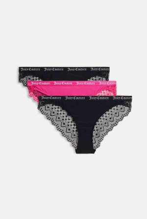 Juicy Couture Pack Of 3 Lace Trim Briefs Roze | JC-SN652278