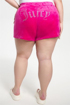 Juicy Couture Plus-size Big Bling Velour Shorts Roze | JC-SN651597