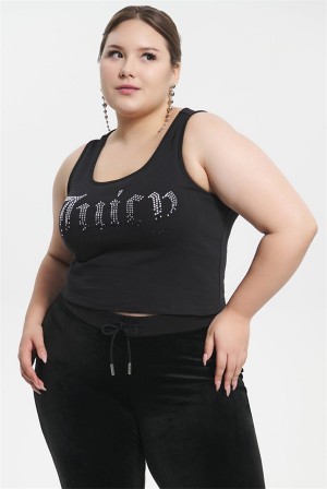 Juicy Couture Plus-size Ombre Bling Tank Top Crne | JC-SN651626