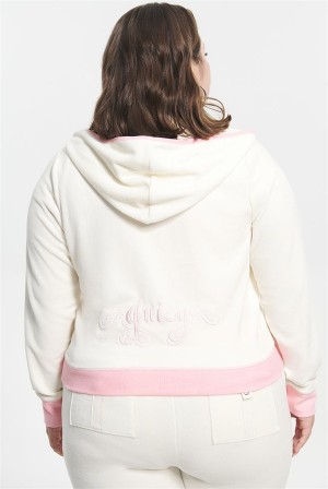 Juicy Couture Plus-size Sweetheart Cotton Velour Hoodie Bijele | JC-SN651579