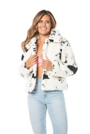 Juicy Couture Spotted Faux Sherpa Jacket Bijele | JC-SN651681