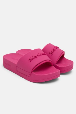 Juicy Couture Stacked Embossed Sliders Roze | JC-SN652203