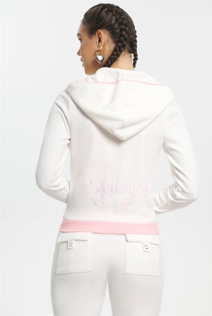 Juicy Couture Sweetheart Cotton Velour Hoodie Bijele | JC-SN651580