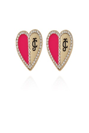 Juicy Couture Twotone Heart Stud Earrings Zlatne | JC-SN651898