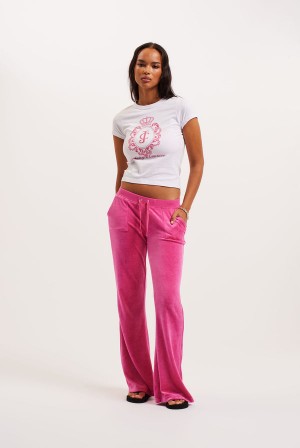 Juicy Couture Ultra Low Rise Bamboo Velour Heritage Pocketed Bottoms Roze | JC-SN652155