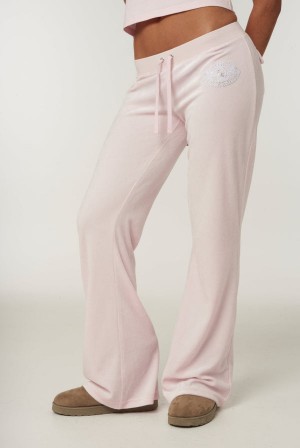 Juicy Couture Ultra Low Rise Bamboo Velour Heritage Dog Crest Pocketed Bottoms Roze | JC-SN652169