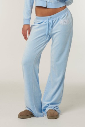 Juicy Couture Ultra Low Rise Bamboo Velour Heritage Dog Crest Pocketed Bottoms Plave | JC-SN652171