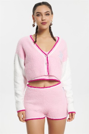 Juicy Couture Varsity Knit Cardigan Roze | JC-SN651697