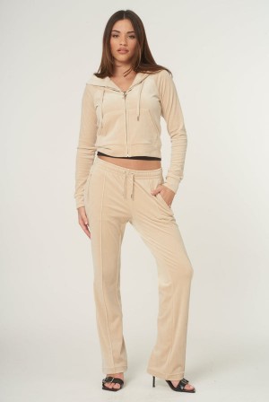 Juicy Couture Velour Diamante Tracksuit Bottom Bež | JC-SN652014