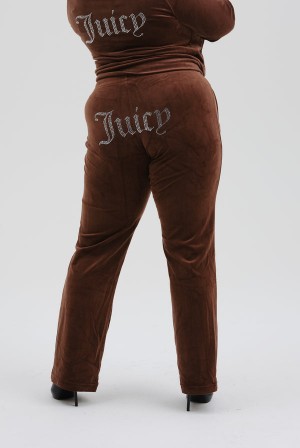 Juicy Couture Velour Diamante Tracksuit Bottom Čokoladne | JC-SN652060