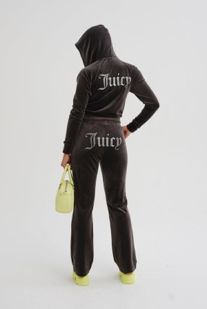 Juicy Couture Velour Diamante Tracksuit Bottom Crne | JC-SN652148