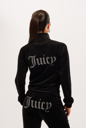 Juicy Couture Velour Diamante Tracksuit Bottom Crne | JC-SN652150