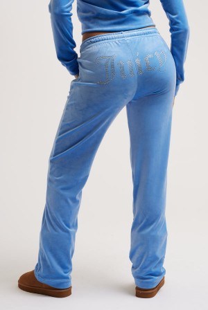 Juicy Couture Velour Diamante Tracksuit Bottom Plave | JC-SN652151