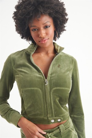 Juicy Couture Velour Moto Jacket Zelene | JC-SN651533