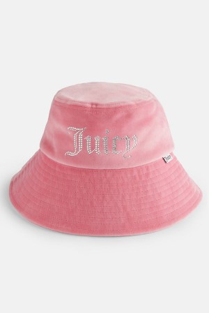 Juicy Couture Wide Brim Velour Bucket Hat Roze | JC-SN652339