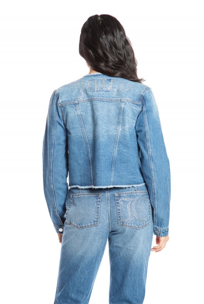 Juicy Couture Big Bling Raw Collar Denim Jacket Svijetlo Plave | JC-SN651679