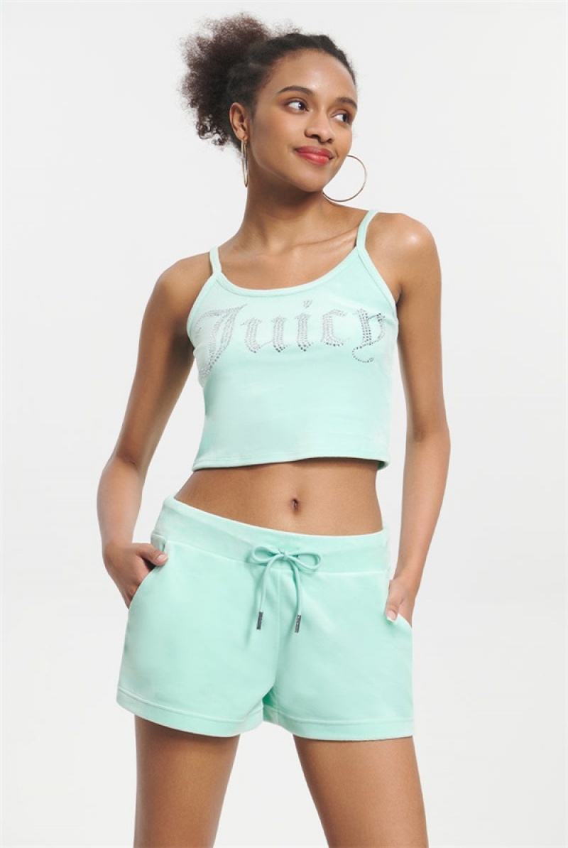 Juicy Couture Big Bling Velour Tank Top Menta | JC-SN651638