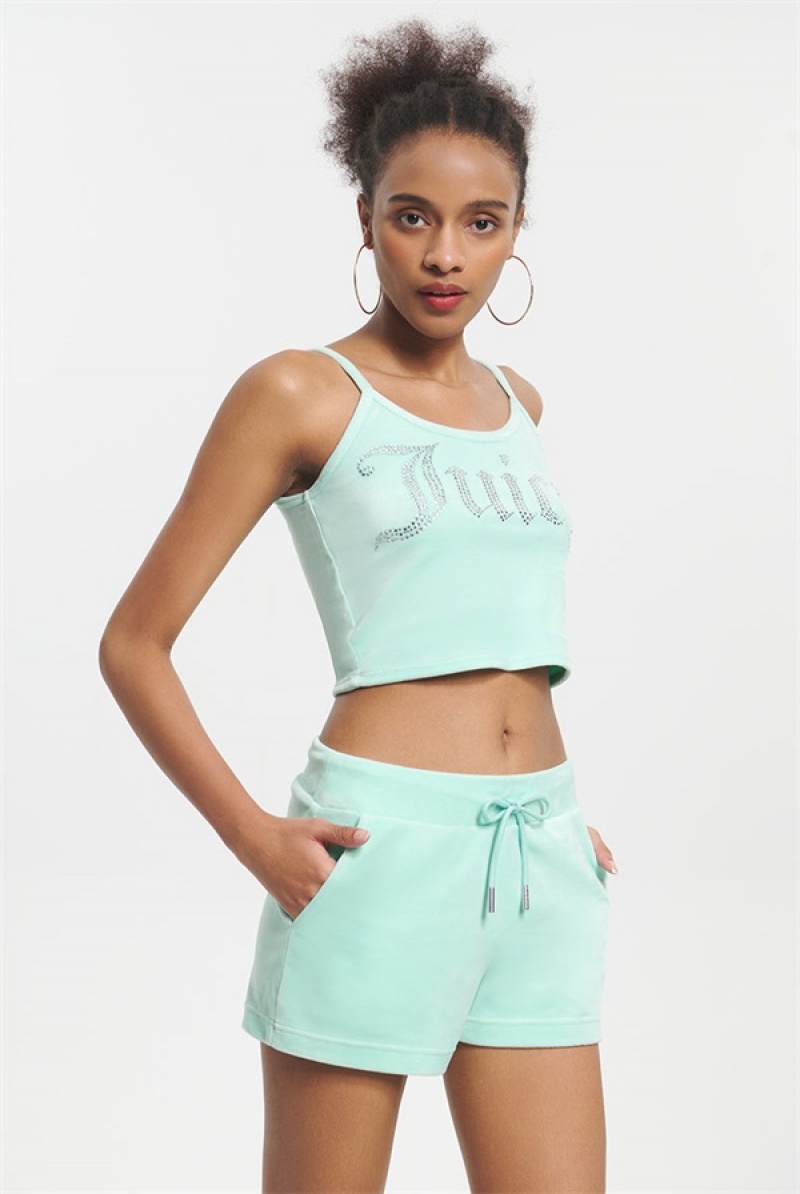 Juicy Couture Big Bling Velour Tank Top Menta | JC-SN651638