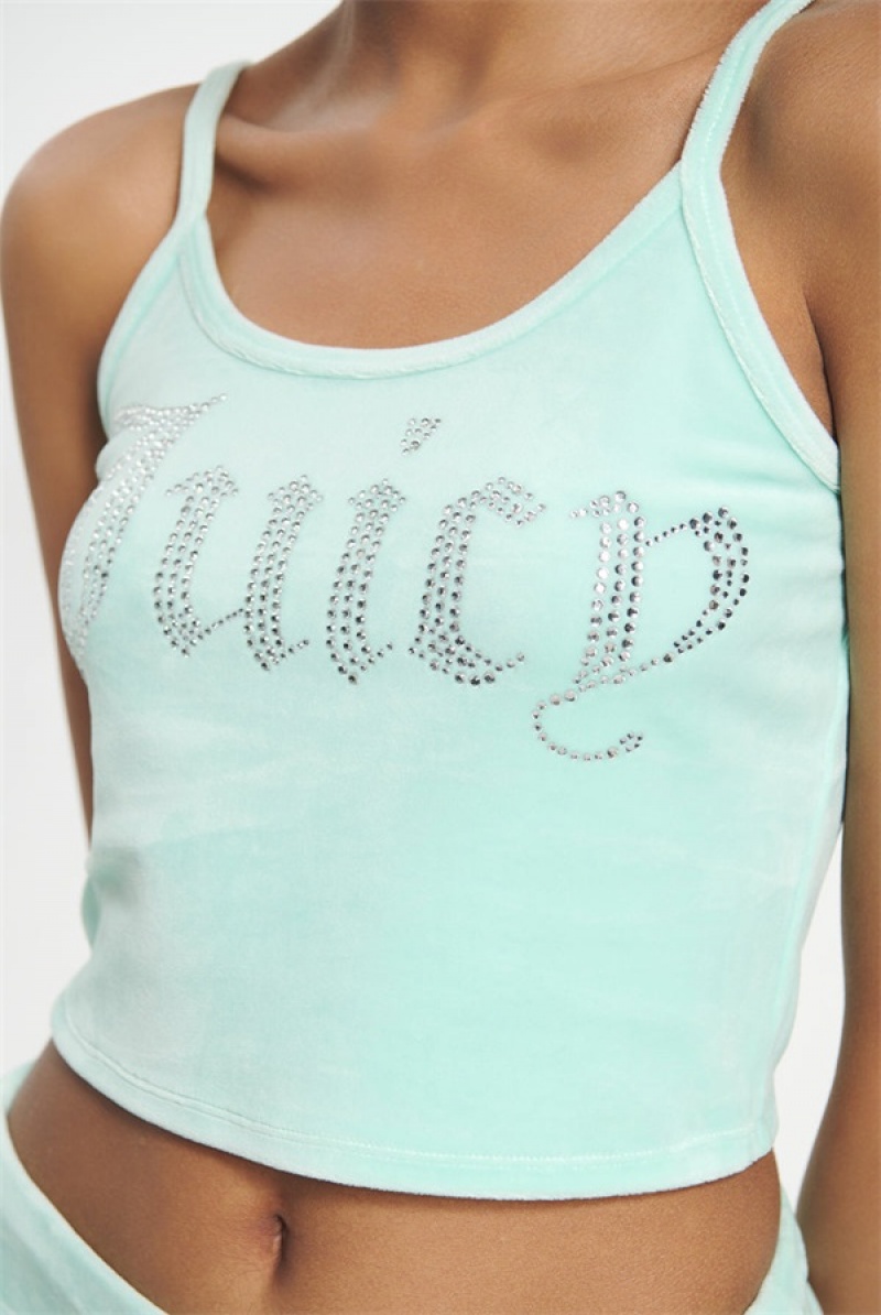 Juicy Couture Big Bling Velour Tank Top Menta | JC-SN651638